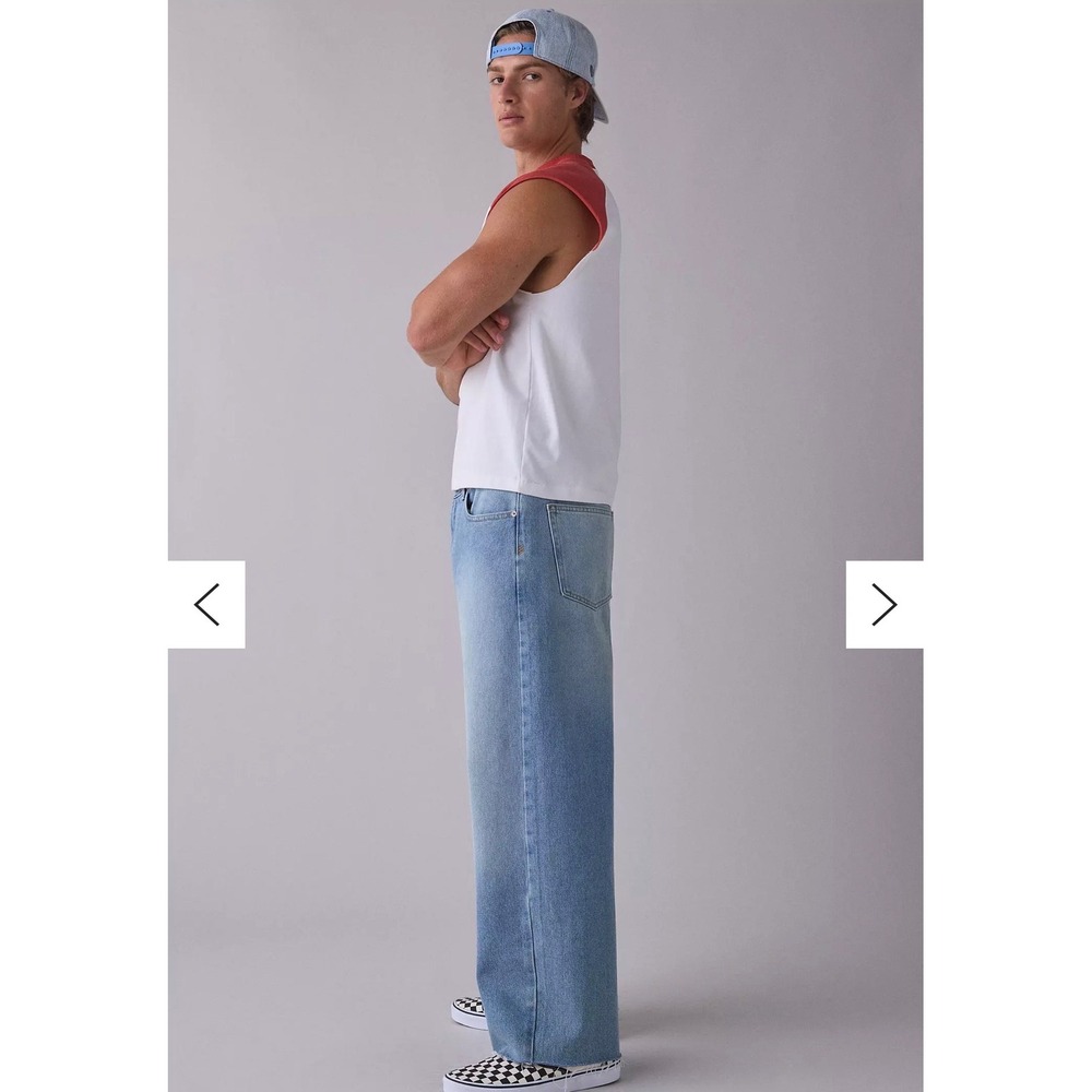 BDG Urban Outfitters Nitrofit Light Wash Wide Leg Baggy Jeans 30x30 Mens Blue210